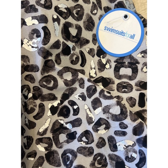 Swimsuits for All One Piece Swimsuit Leopard Animal Print New Black Gray Size 24 - Picture 1 of 12